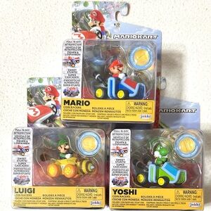 Mariokart Coin Racers: Mario, Luigi & Yoshi Pull-N-Go! Sweet Stunts!